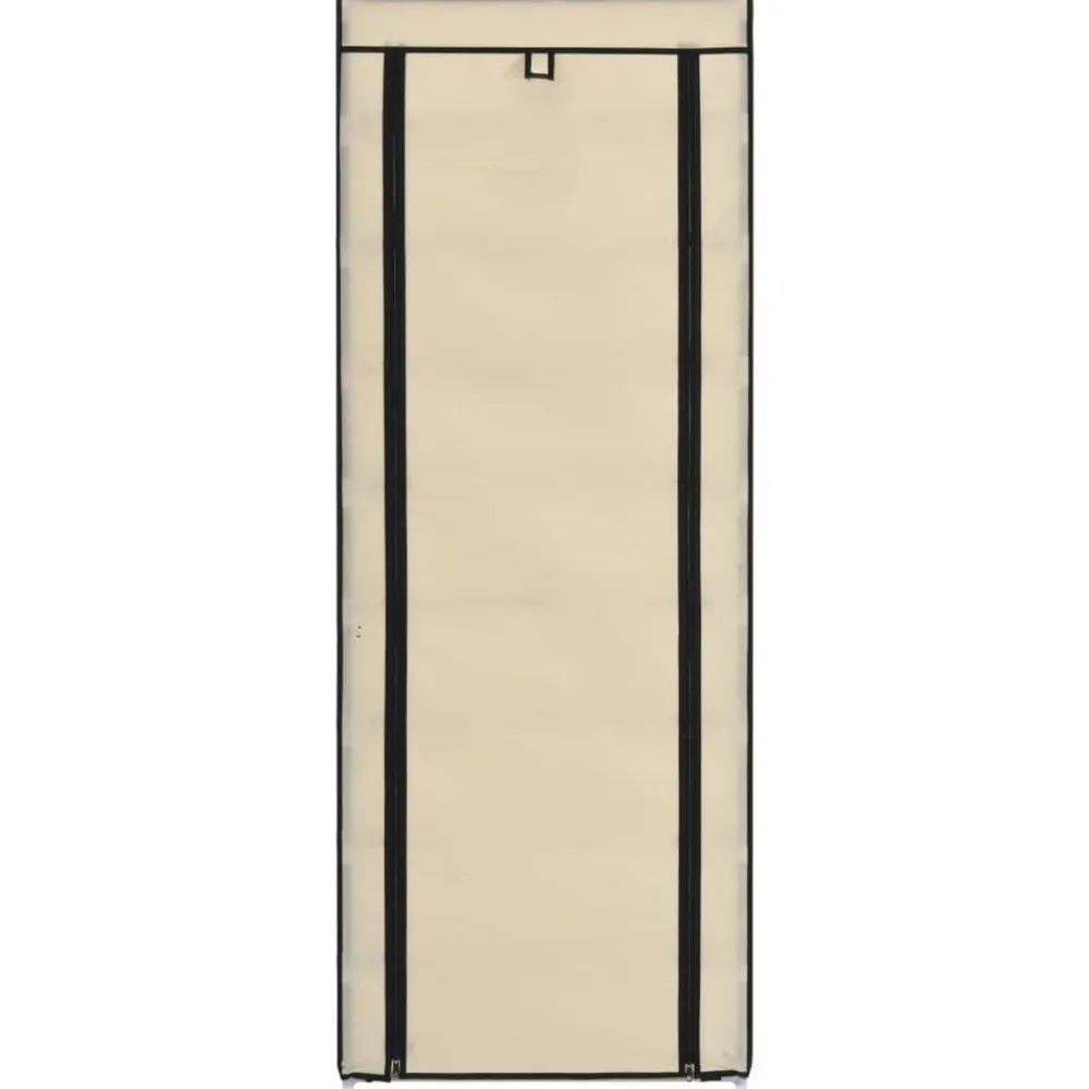 vidaXL Zapatero de tela con funda color 57x29x162 cm Crema Sale