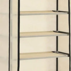 vidaXL Zapatero de tela con funda color 57x29x162 cm Crema Sale