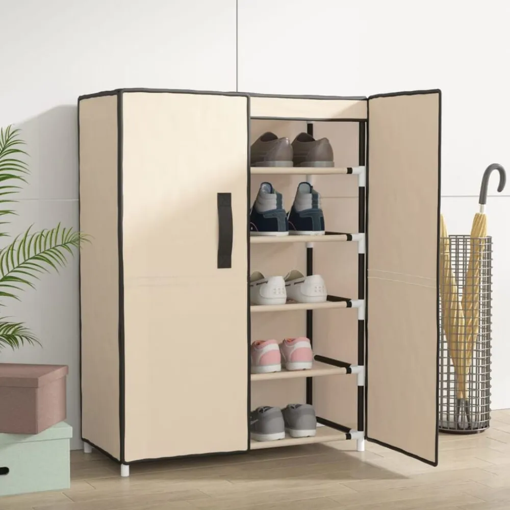vidaXL Zapatero de tela 60x28x90 cm Crema Best