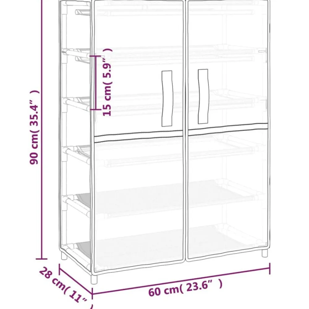 vidaXL Zapatero de tela 60x28x90 cm Crema Best