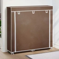 vidaXL Productos Del Hogar-Zapatero de tela con cubierta marrón 115x28x110 cm