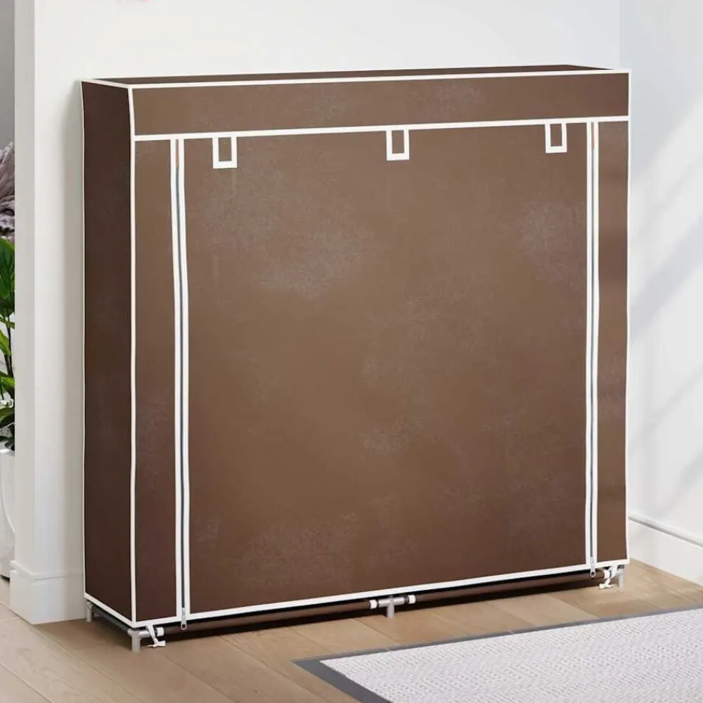vidaXL Productos Del Hogar-Zapatero de tela con cubierta marrón 115x28x110 cm