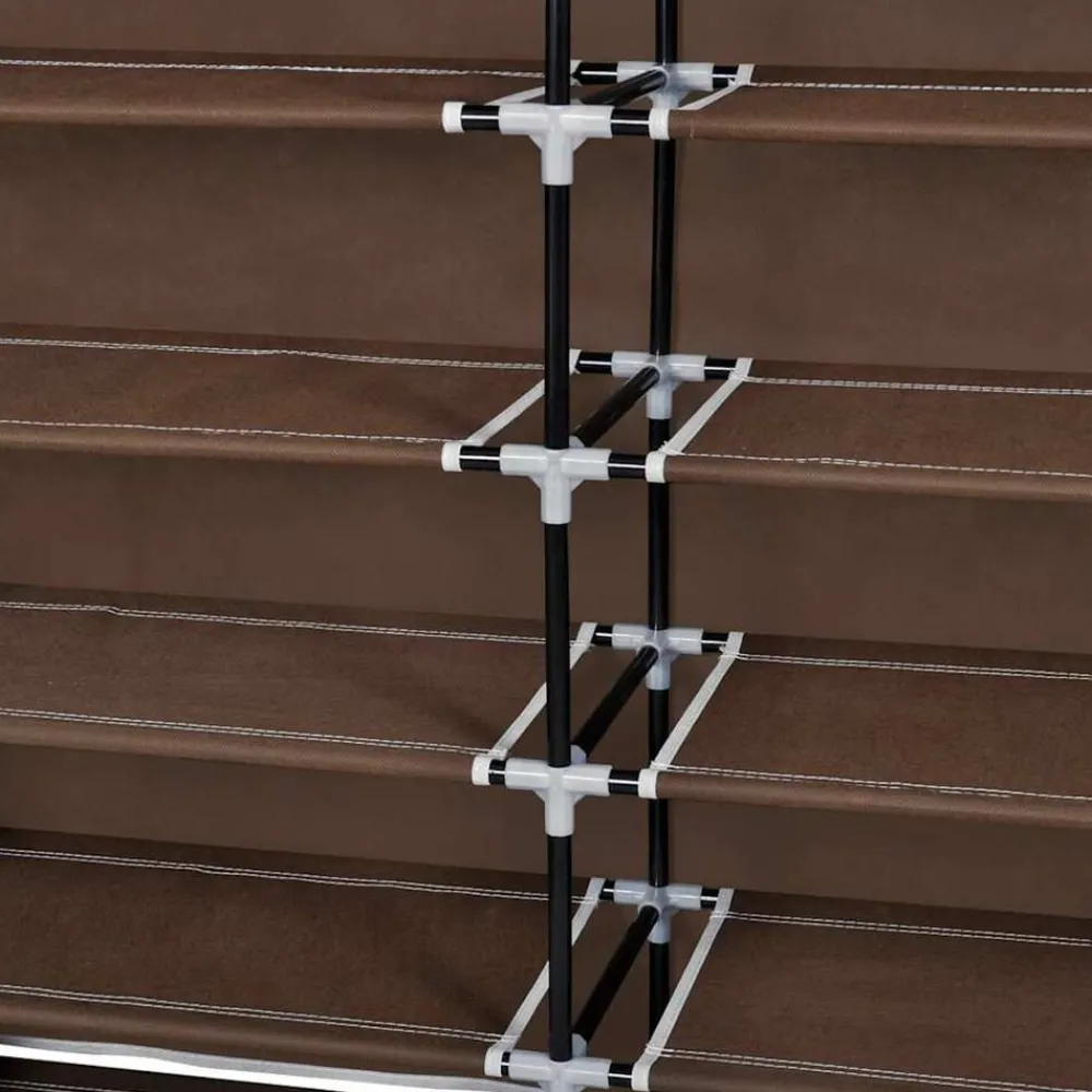 vidaXL Productos Del Hogar-Zapatero de tela con cubierta marrón 115x28x110 cm