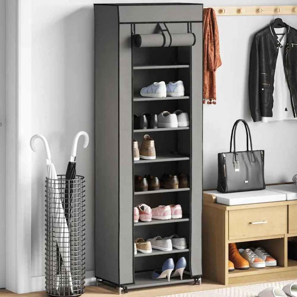 vidaXL Productos Del Hogar-Zapatero de tela con funda 57x29x162 cm