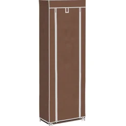 vidaXL Zapatero de tela con cubierta marrón 57x29x162 cm Marr&oacute;n Discount