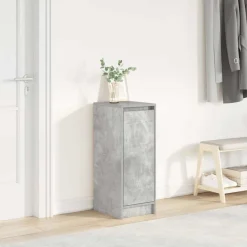 vidaXL Productos Del Hogar-Zapatero gris hormigón 29,5x34x76 cm madera de ingeniería