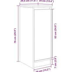 vidaXL Productos Del Hogar-Zapatero gris hormigón 29,5x34x76 cm madera de ingeniería