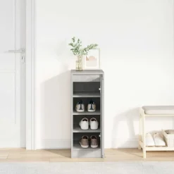 vidaXL Productos Del Hogar-Zapatero gris hormigón 29,5x34x76 cm madera de ingeniería