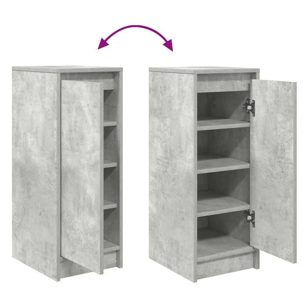 vidaXL Productos Del Hogar-Zapatero gris hormigón 29,5x34x76 cm madera de ingeniería
