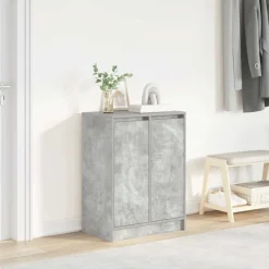 vidaXL Zapatero gris hormigón 57x34x76 cm madera industrial Gris hormig&oacute;n Best