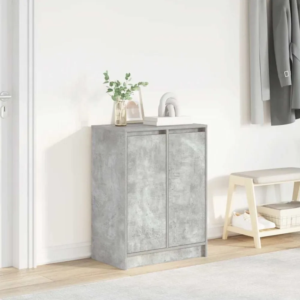 vidaXL Zapatero gris hormigón 57x34x76 cm madera industrial Gris hormigón Best