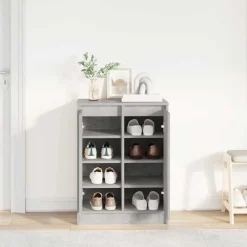 vidaXL Zapatero gris hormigón 57x34x76 cm madera industrial Gris hormigón Best