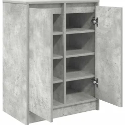 vidaXL Zapatero gris hormigón 57x34x76 cm madera industrial Gris hormigón Best
