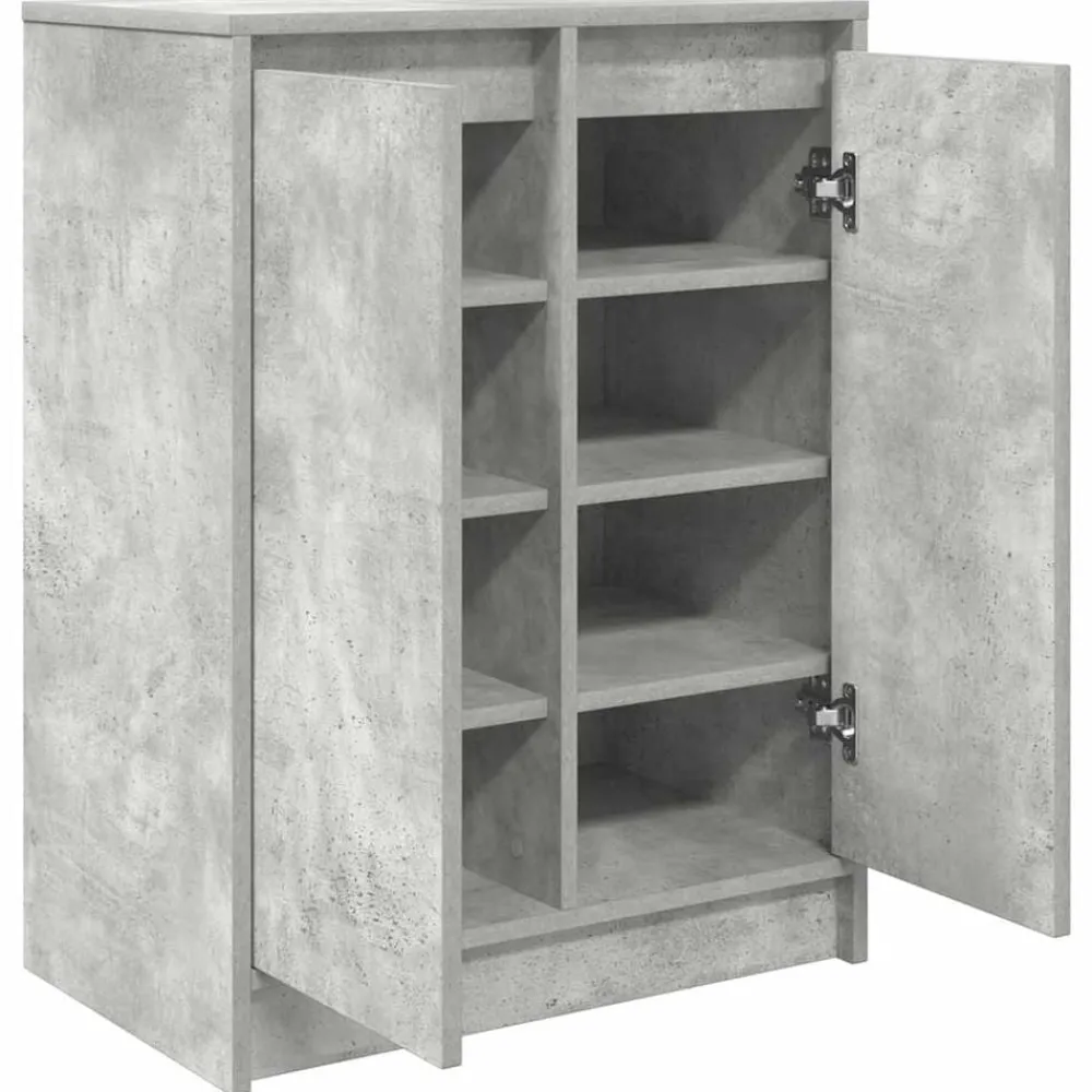 vidaXL Zapatero gris hormigón 57x34x76 cm madera industrial Gris hormigón Best