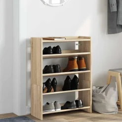 vidaXL Zapatero madera contrachapada 60x25x81 cm Roble Sonoma Clearance