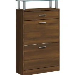 vidaXL Productos Del Hogar-Zapatero madera contrachapada marrón roble 63x24x104 cm