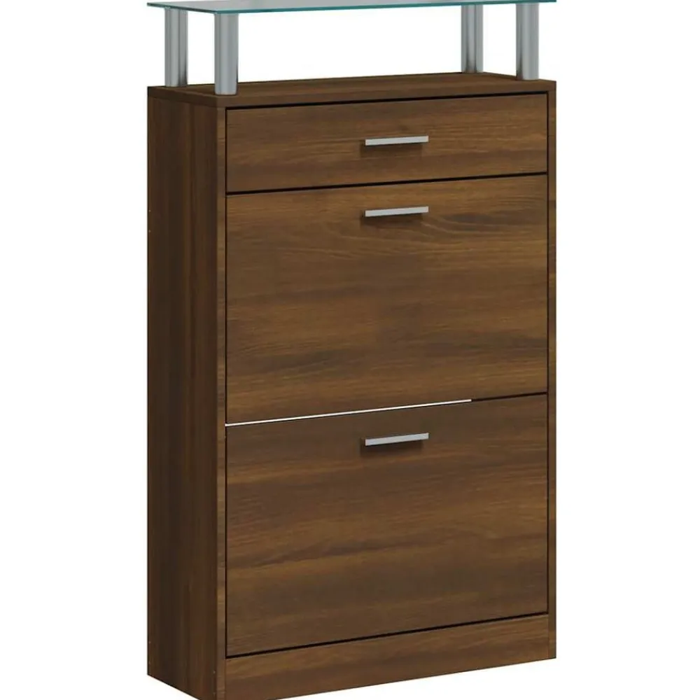 vidaXL Productos Del Hogar-Zapatero madera contrachapada marrón roble 63x24x104 cm