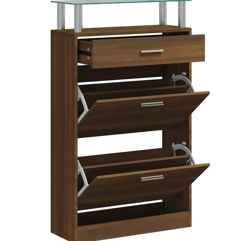 vidaXL Productos Del Hogar-Zapatero madera contrachapada marrón roble 63x24x104 cm