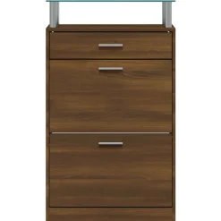 vidaXL Productos Del Hogar-Zapatero madera contrachapada marrón roble 63x24x104 cm