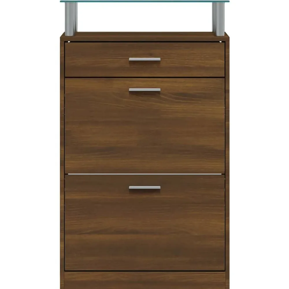 vidaXL Productos Del Hogar-Zapatero madera contrachapada marrón roble 63x24x104 cm