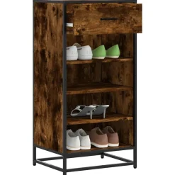 vidaXL Zapatero madera contrachapada 48x38x97,5 cm Roble ahumado Online
