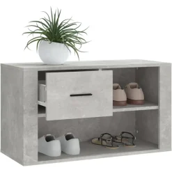 vidaXL Productos Del Hogar-Zapatero madera contrachapada gris hormigón 80x35x45 cm