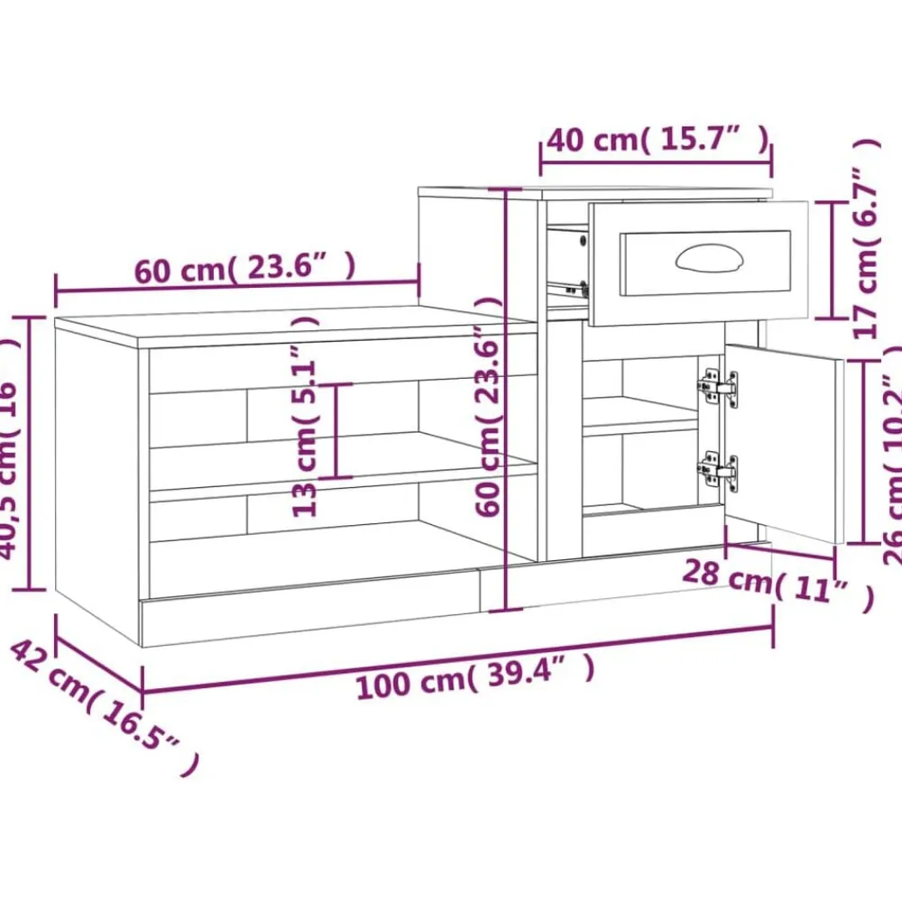 vidaXL Productos Del Hogar-Zapatero madera contrachapada 100x42x60 cm