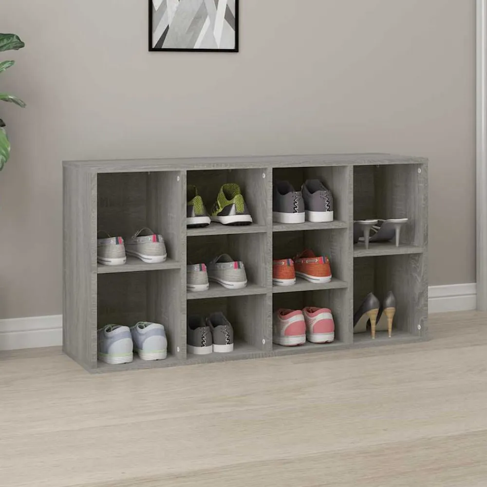 vidaXL Zapatero madera contrachapada 103x30x55 cm Gris sonoma Clearance