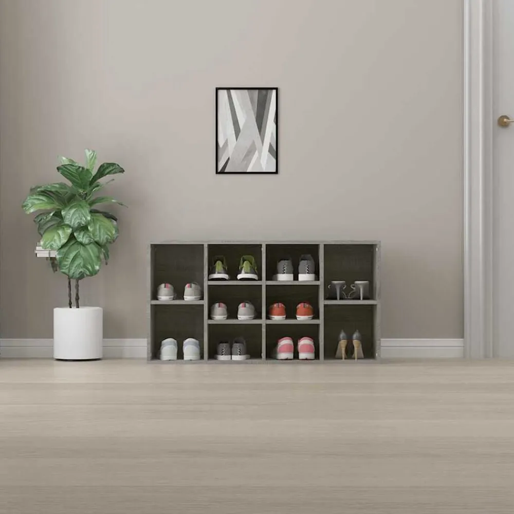 vidaXL Zapatero madera contrachapada 103x30x55 cm Gris sonoma Clearance