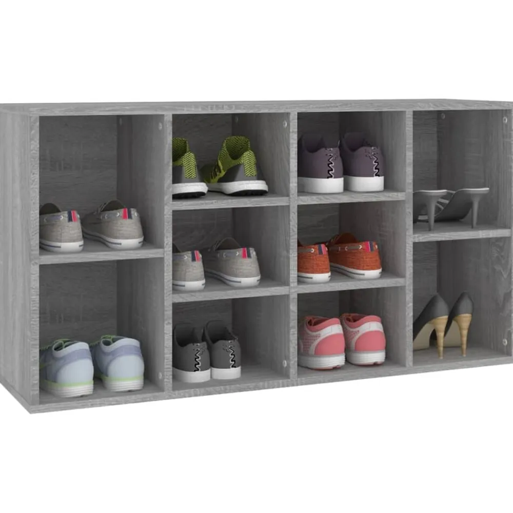 vidaXL Zapatero madera contrachapada 103x30x55 cm Gris sonoma Clearance