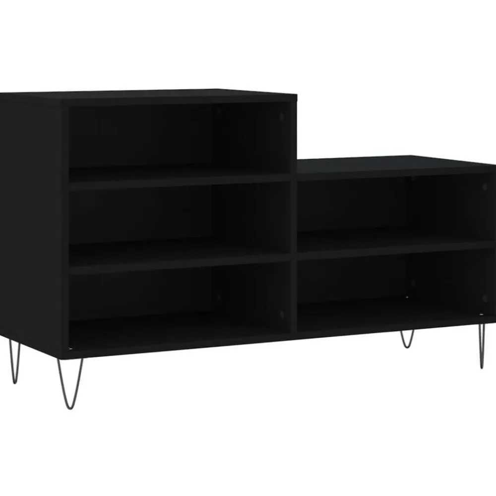 vidaXL Zapatero madera contrachapada 102x36x60 cm Negro Discount