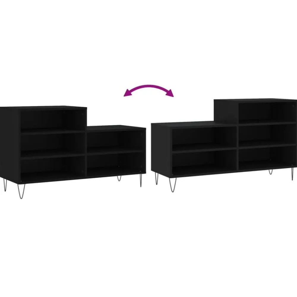 vidaXL Zapatero madera contrachapada 102x36x60 cm Negro Discount