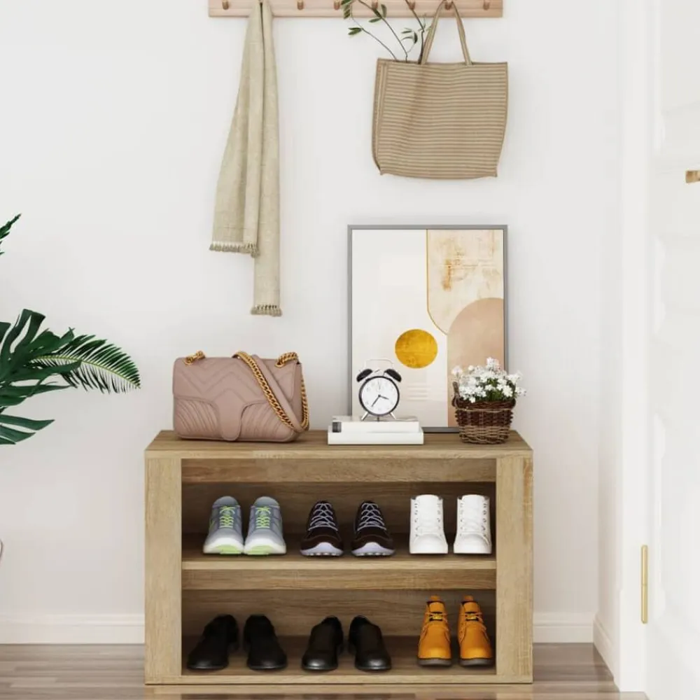 vidaXL Zapatero madera contrachapada 75x35x45 cm Roble Sonoma Best