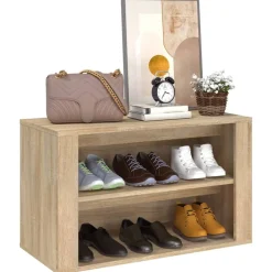 vidaXL Zapatero madera contrachapada 75x35x45 cm Roble Sonoma Best