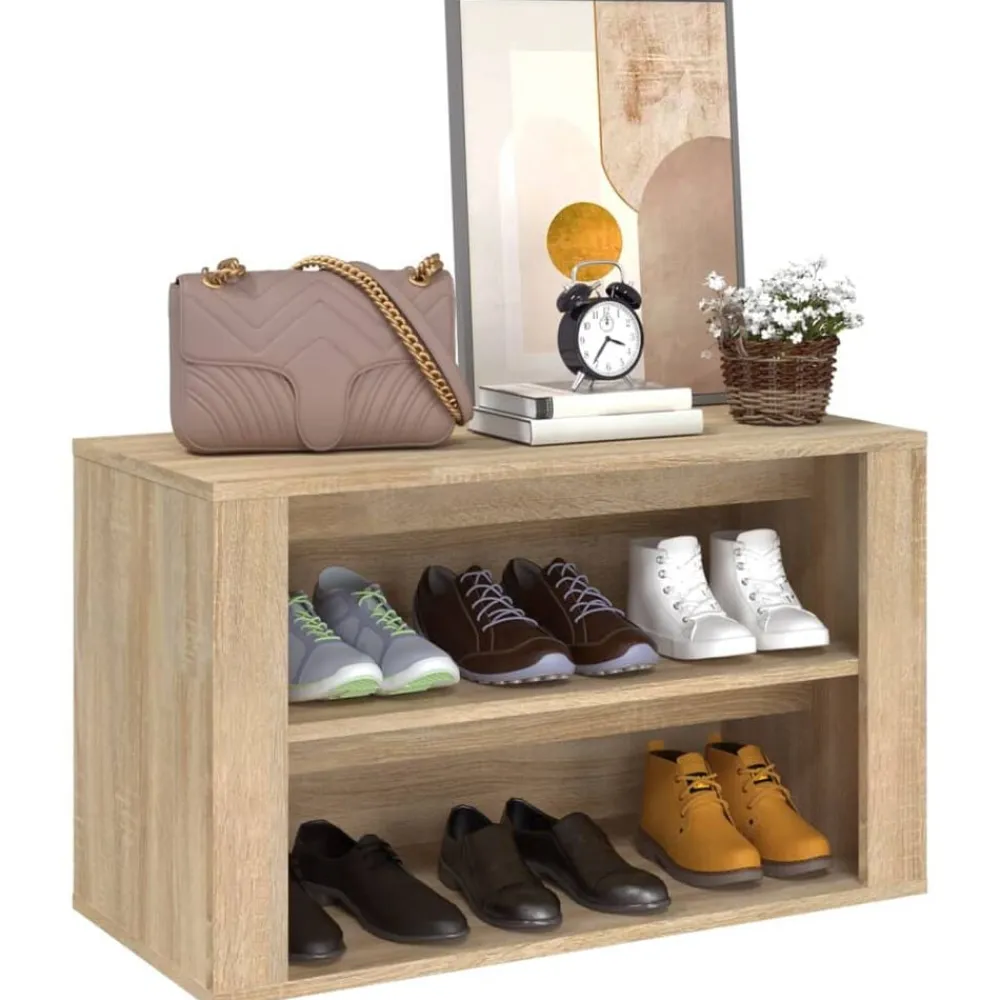 vidaXL Zapatero madera contrachapada 75x35x45 cm Roble Sonoma Best