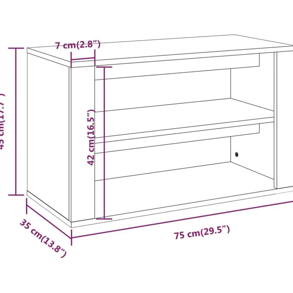 vidaXL Zapatero madera contrachapada 75x35x45 cm Roble Sonoma Best