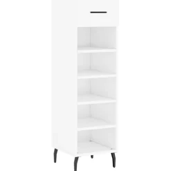 vidaXL Productos Del Hogar-Zapatero madera contrachapada blanco brillo 30x35x105 cm