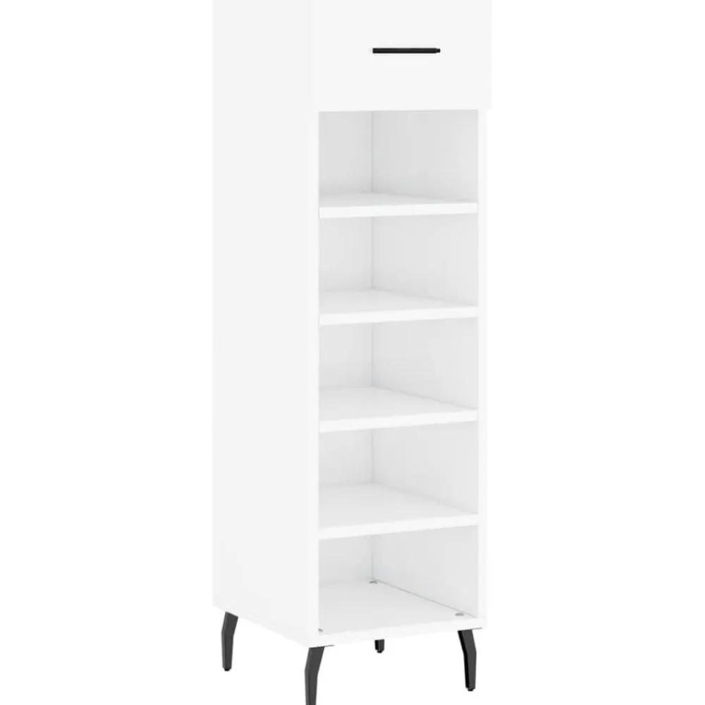 vidaXL Productos Del Hogar-Zapatero madera contrachapada blanco brillo 30x35x105 cm
