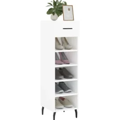 vidaXL Productos Del Hogar-Zapatero madera contrachapada blanco brillo 30x35x105 cm