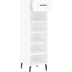 vidaXL Productos Del Hogar-Zapatero madera contrachapada blanco brillo 30x35x105 cm