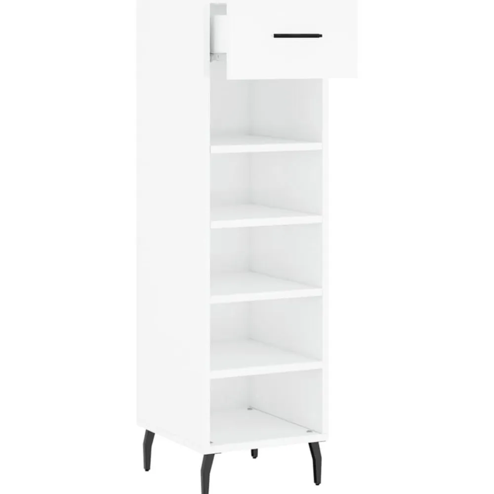 vidaXL Productos Del Hogar-Zapatero madera contrachapada blanco brillo 30x35x105 cm