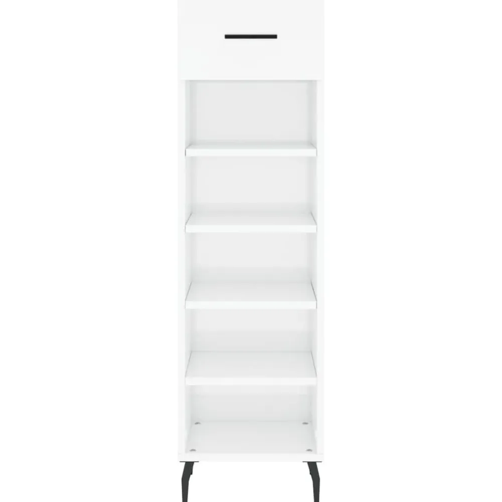 vidaXL Productos Del Hogar-Zapatero madera contrachapada blanco brillo 30x35x105 cm