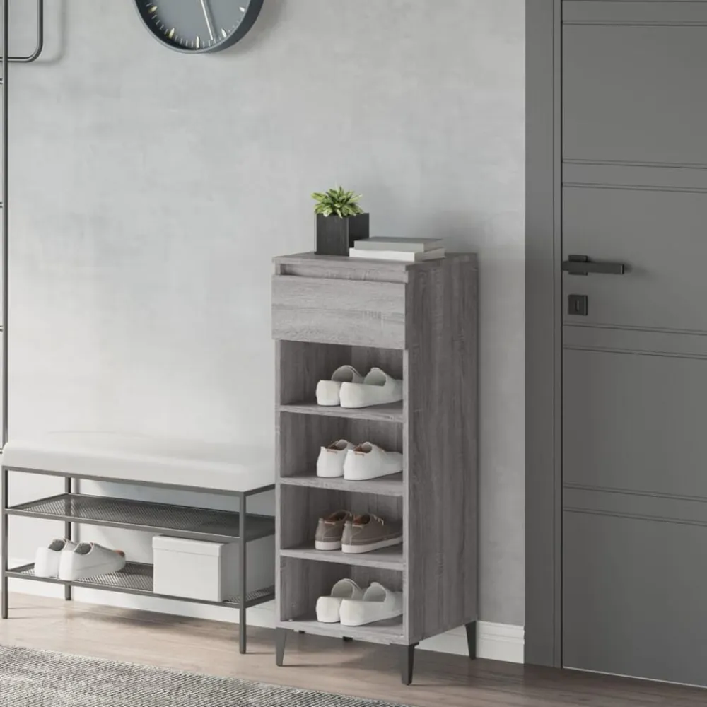 vidaXL Zapatero madera contrachapada 40x36x105 cm Gris sonoma New
