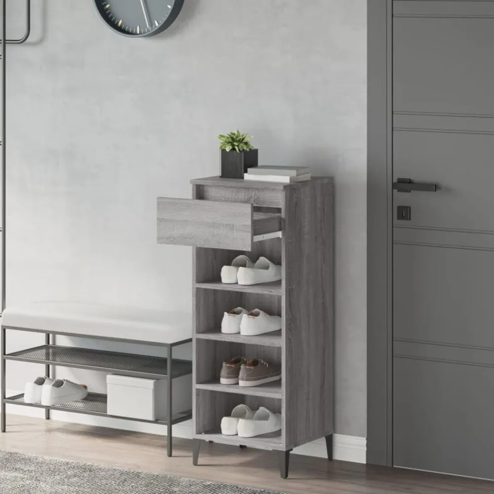 vidaXL Zapatero madera contrachapada 40x36x105 cm Gris sonoma New