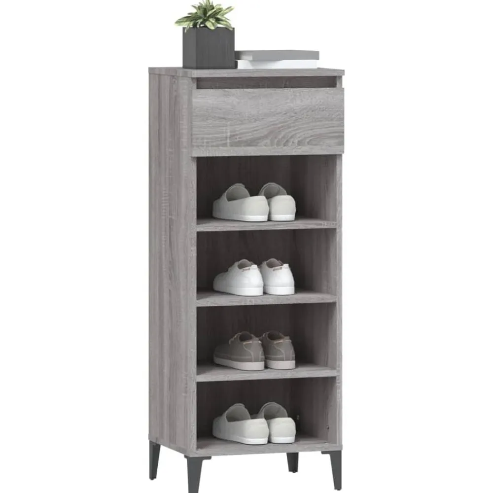 vidaXL Zapatero madera contrachapada 40x36x105 cm Gris sonoma New
