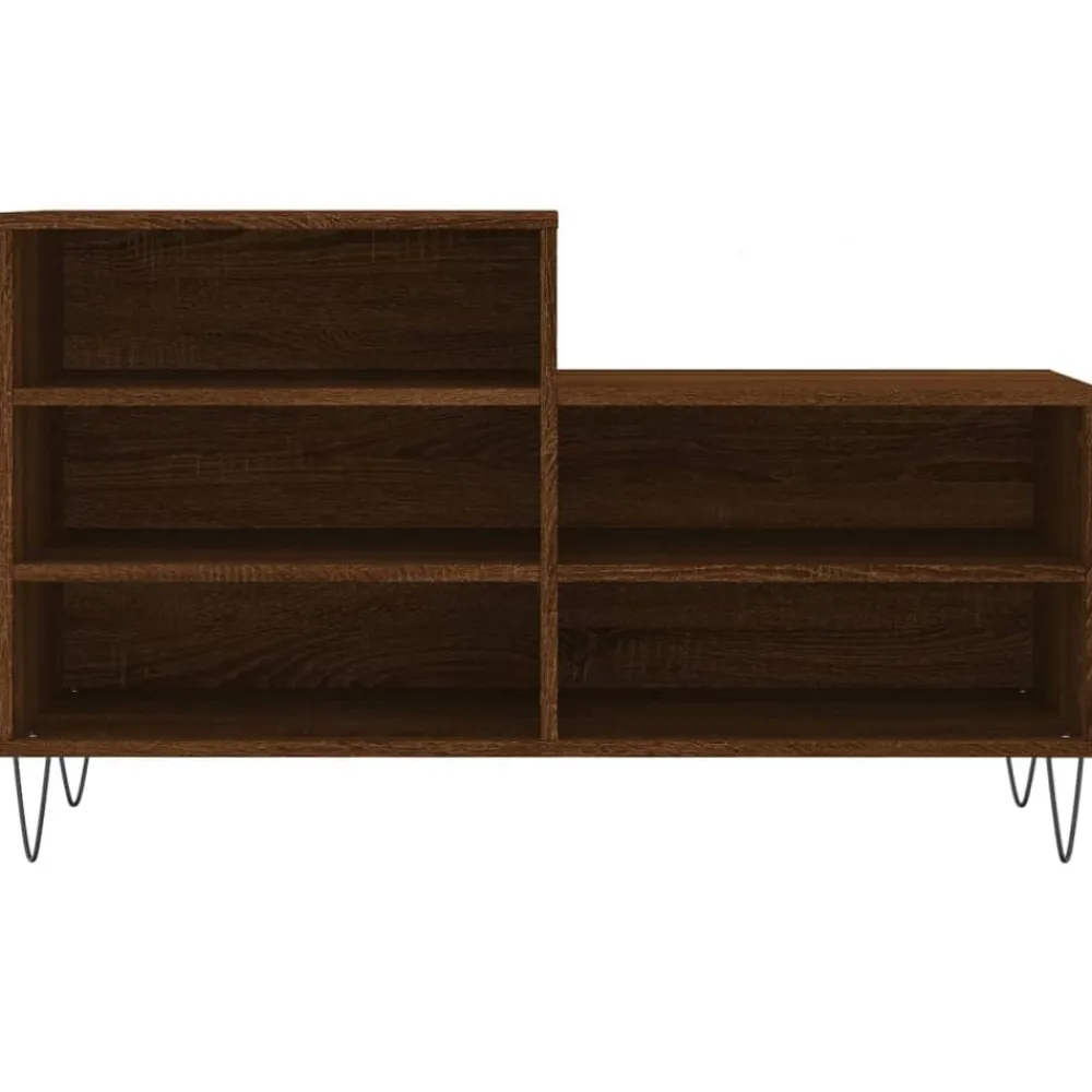 vidaXL Zapatero madera contrachapada roble marrón 102x36x60 cm Marrón roble Discount