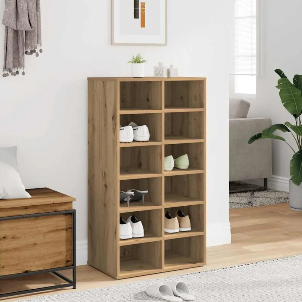 vidaXL Zapatero madera contrachapada Roble artisan New