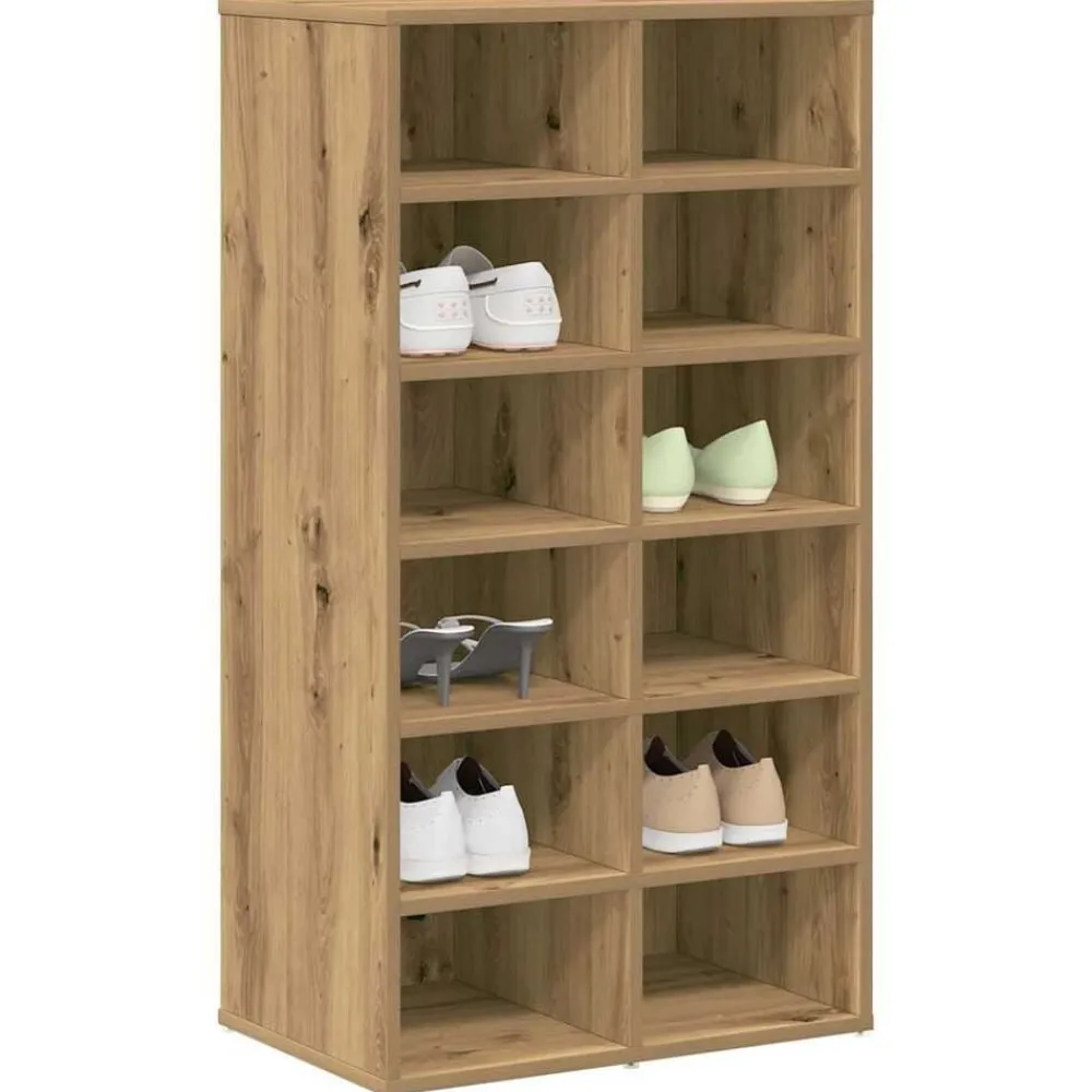 vidaXL Zapatero madera contrachapada Roble artisan New