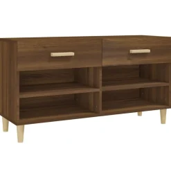 vidaXL Productos Del Hogar-Zapatero madera contrachapada marrón roble 102x35x55 cm