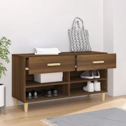 vidaXL Productos Del Hogar-Zapatero madera contrachapada marrón roble 102x35x55 cm